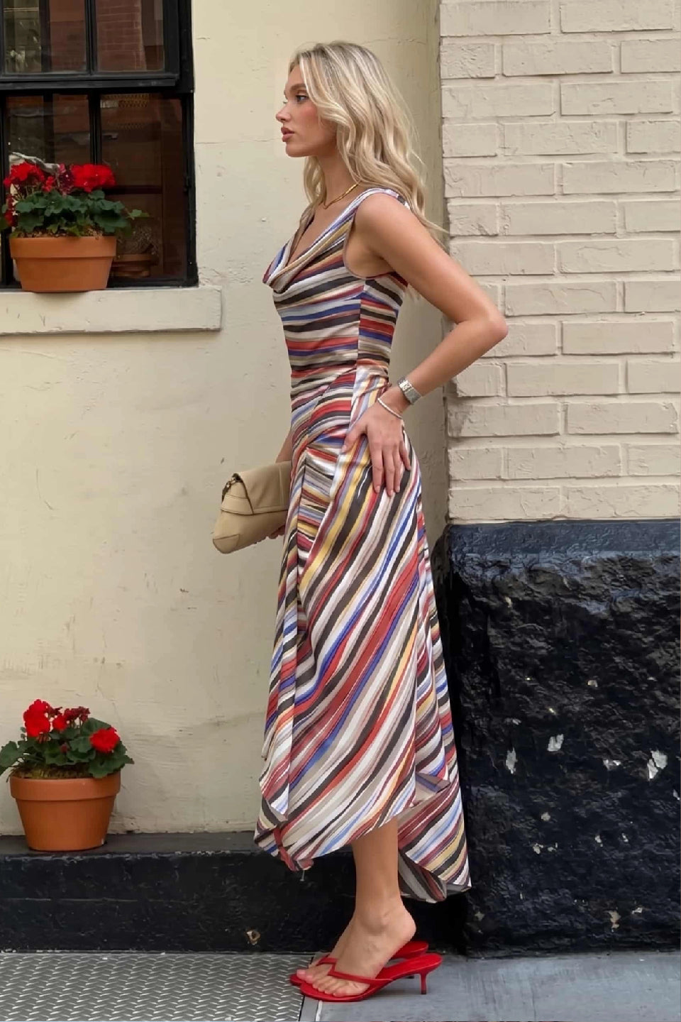 Adalyn Striped Midi Dress